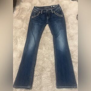 Miss Me Dark Blue Wide Leg Jeans